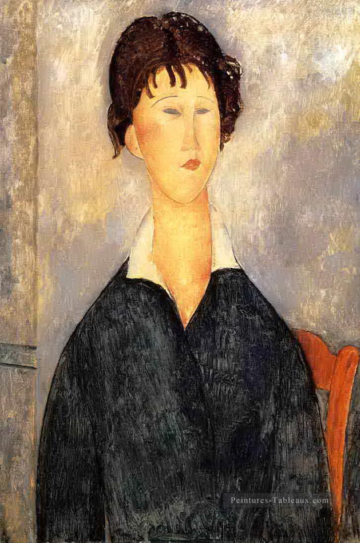 Portrait d’une femme au col blanc 1919 Amedeo Modigliani Peintures à l'huile